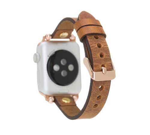 Apple Watch Uyumlu Deri Kordon 38-40-41mm GT G19 Taba Apple Watch Uyumlu Deri Kordon 38-40-41mm GT G19 Taba