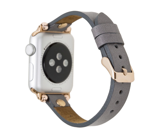 Apple Watch Uyumlu Deri Kordon 38-40-41mm GT RST9 Gri Apple Watch Uyumlu Deri Kordon 38-40-41mm GT RST9 Gri