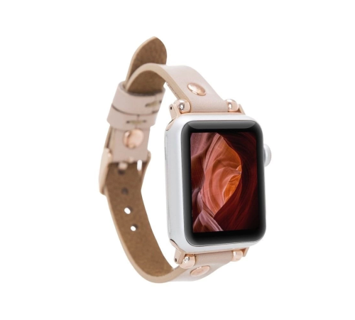 Apple Watch Uyumlu Deri Kordon 38-40-41mm RG NU1 Pembe Apple Watch Uyumlu Deri Kordon 38-40-41mm RG NU1 Pembe