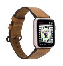 Apple Watch Uyumlu Deri Kordon 38-40-41mm Roma G19 Taba