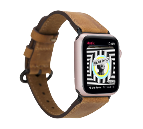 Apple Watch Uyumlu Deri Kordon 38-40-41mm Roma G19 Taba Apple Watch Uyumlu Deri Kordon 38-40-41mm Roma G19 Taba