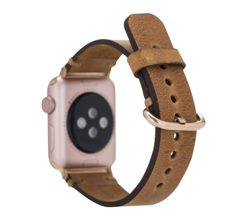 Apple Watch Uyumlu Deri Kordon 38-40-41mm Roma G19 Taba Apple Watch Uyumlu Deri Kordon 38-40-41mm Roma G19 Taba