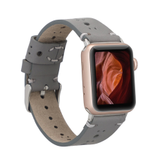Apple Watch Uyumlu Deri Kordon 38-40-41mm RST9-BA8 Gri