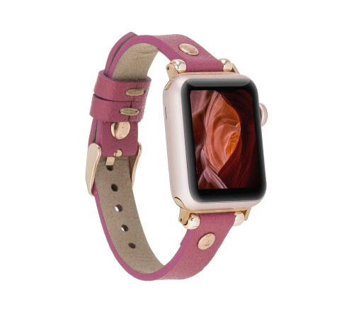 Apple Watch Uyumlu Deri Kordon 38-40-41mm RT CP4 Fuşya Apple Watch Uyumlu Deri Kordon 38-40-41mm RT CP4 Fuşya