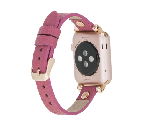 Apple Watch Uyumlu Deri Kordon 38-40-41mm RT CP4 Fuşya Apple Watch Uyumlu Deri Kordon 38-40-41mm RT CP4 Fuşya