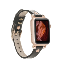 Apple Watch Uyumlu Deri Kordon 38-40-41mm RT RST1 Siyah