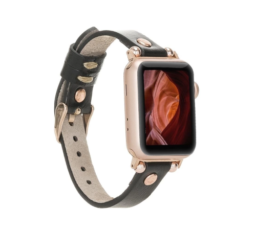 Apple Watch Uyumlu Deri Kordon 38-40-41mm RT RST1 Siyah Apple Watch Uyumlu Deri Kordon 38-40-41mm RT RST1 Siyah