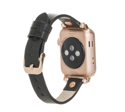 Apple Watch Uyumlu Deri Kordon 38-40-41mm RT RST1 Siyah Apple Watch Uyumlu Deri Kordon 38-40-41mm RT RST1 Siyah