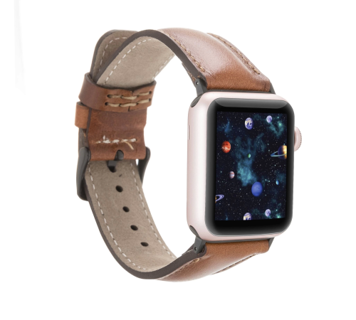 Apple Watch Uyumlu Deri Kordon 38-40-41mm RTST2EF Taba Apple Watch Uyumlu Deri Kordon 38-40-41mm RTST2EF Taba