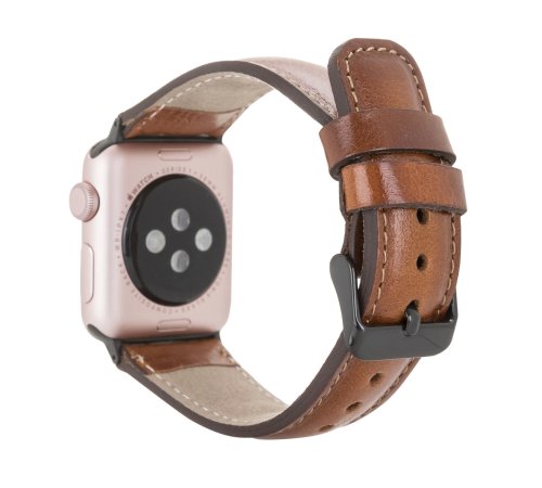 Apple Watch Uyumlu Deri Kordon 38-40-41mm RTST2EF Taba Apple Watch Uyumlu Deri Kordon 38-40-41mm RTST2EF Taba