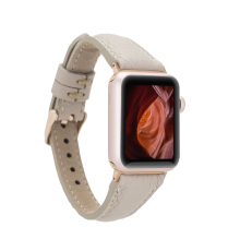 Apple Watch Uyumlu Deri Kordon 38-40-41mm Slim ERC3 Bej