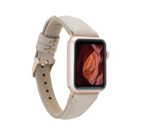 Apple Watch Uyumlu Deri Kordon 38-40-41mm Slim ERC3 Bej Apple Watch Uyumlu Deri Kordon 38-40-41mm Slim ERC3 Bej