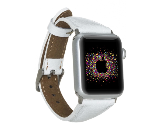 Apple Watch Uyumlu Deri Kordon 38-40-41mm Slim F3 Beyaz Apple Watch Uyumlu Deri Kordon 38-40-41mm Slim F3 Beyaz