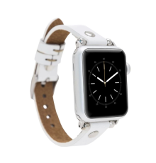 Apple Watch Uyumlu Deri Kordon 38-40-41mm ST F3 Beyaz