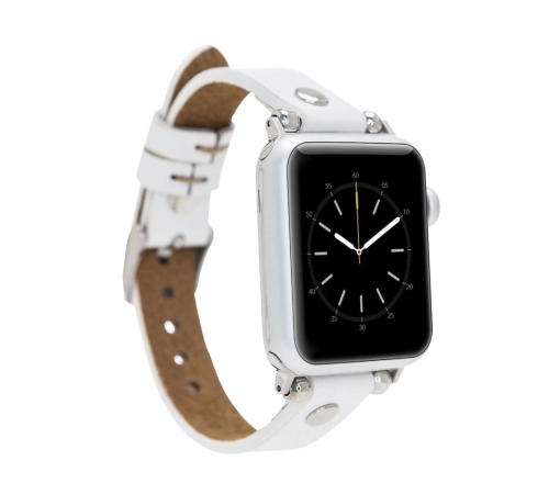 Apple Watch Uyumlu Deri Kordon 38-40-41mm ST F3 Beyaz Apple Watch Uyumlu Deri Kordon 38-40-41mm ST F3 Beyaz