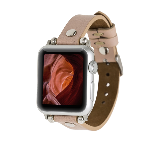 Apple Watch Uyumlu Deri Kordon 38-40-41mm ST NU1 Pembe Apple Watch Uyumlu Deri Kordon 38-40-41mm ST NU1 Pembe