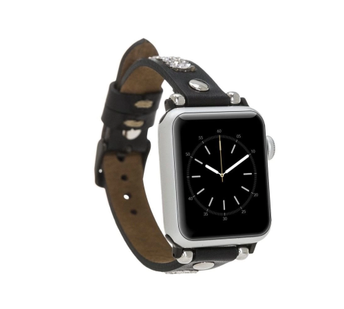 Apple Watch Uyumlu Deri Kordon 38-40-41mm Taşlı ST RST1