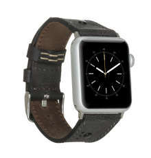 Apple Watch Uyumlu Deri Kordon 42-44-45mm BT Siyah