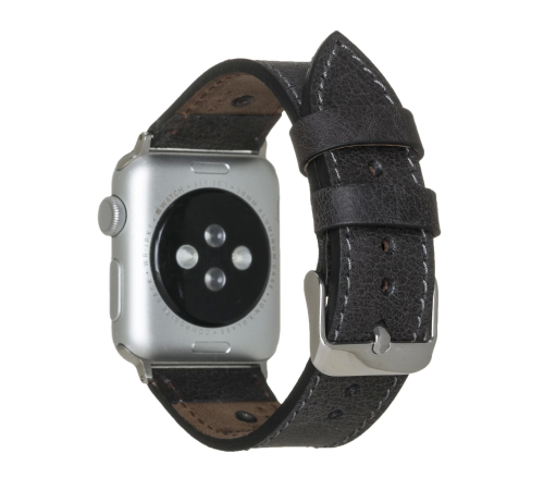 Apple Watch Uyumlu Deri Kordon 42-44-45mm BT Siyah