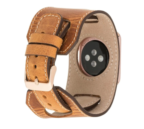 Apple Watch Uyumlu Deri Kordon 42-44-45mm Cuff G19 Taba Apple Watch Uyumlu Deri Kordon 42-44-45mm Cuff G19 Taba