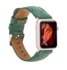 Apple Watch Uyumlu Deri Kordon 42-44-45mm DE6 Yeşil