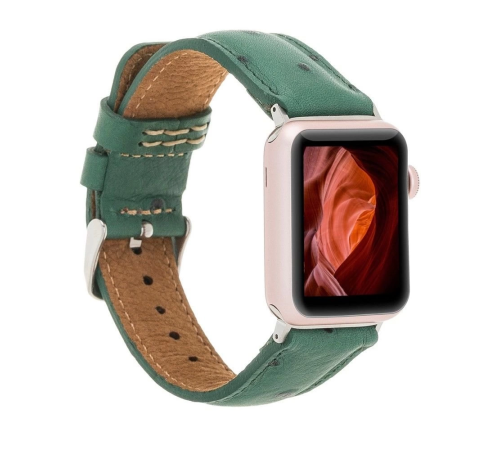 Apple Watch Uyumlu Deri Kordon 42-44-45mm DE6 Yeşil Apple Watch Uyumlu Deri Kordon 42-44-45mm DE6 Yeşil