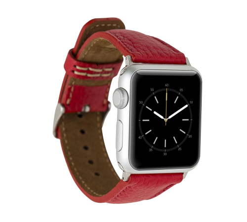 Apple Watch Uyumlu Deri Kordon 42-44-45mm ERC2 Kırmızı Apple Watch Uyumlu Deri Kordon 42-44-45mm ERC2 Kırmızı