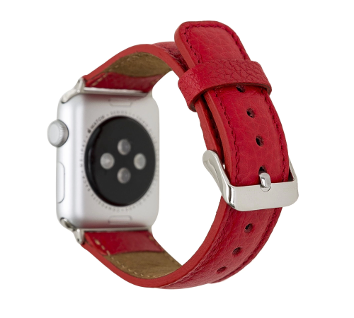 Apple Watch Uyumlu Deri Kordon 42-44-45mm ERC2 Kırmızı Apple Watch Uyumlu Deri Kordon 42-44-45mm ERC2 Kırmızı