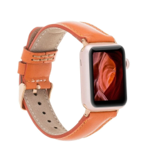 Apple Watch Uyumlu Deri Kordon 42-44-45mm F5 Taba