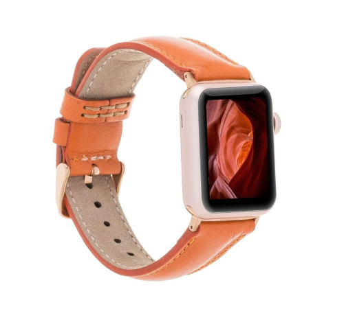 Apple Watch Uyumlu Deri Kordon 42-44-45mm F5 Taba Apple Watch Uyumlu Deri Kordon 42-44-45mm F5 Taba