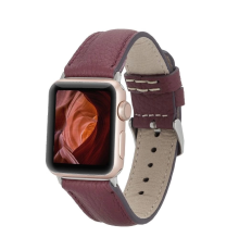 Apple Watch Uyumlu Deri Kordon 42-44-45mm FL6 Bordo