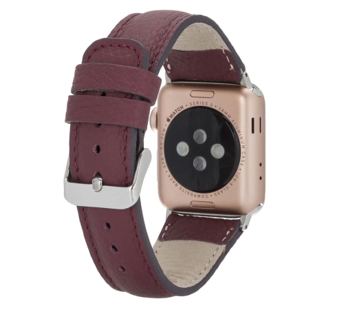 Apple Watch Uyumlu Deri Kordon 42-44-45mm FL6 Bordo Apple Watch Uyumlu Deri Kordon 42-44-45mm FL6 Bordo