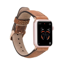Apple Watch Uyumlu Deri Kordon 42-44-45mm G19 Taba