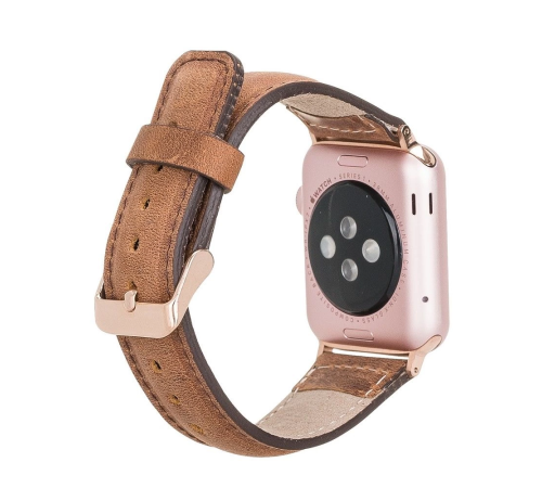 Apple Watch Uyumlu Deri Kordon 42-44-45mm G19 Taba Apple Watch Uyumlu Deri Kordon 42-44-45mm G19 Taba