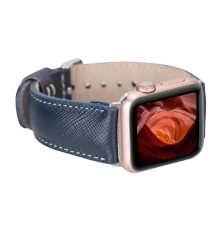 Apple Watch Uyumlu Deri Kordon 42-44-45mm G3 Lacivert