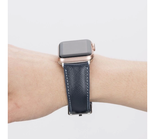 Apple Watch Uyumlu Deri Kordon 42-44-45mm G3 Lacivert Apple Watch Uyumlu Deri Kordon 42-44-45mm G3 Lacivert