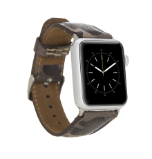 Apple Watch Uyumlu Deri Kordon 42-44-45mm Kamuflaj Bej