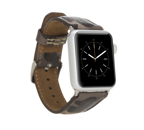 Apple Watch Uyumlu Deri Kordon 42-44-45mm Kamuflaj Bej Apple Watch Uyumlu Deri Kordon 42-44-45mm Kamuflaj Bej