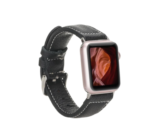 Apple Watch Uyumlu Deri Kordon 42-44-45mm NM1-AS1 Siyah Apple Watch Uyumlu Deri Kordon 42-44-45mm NM1-AS1 Siyah