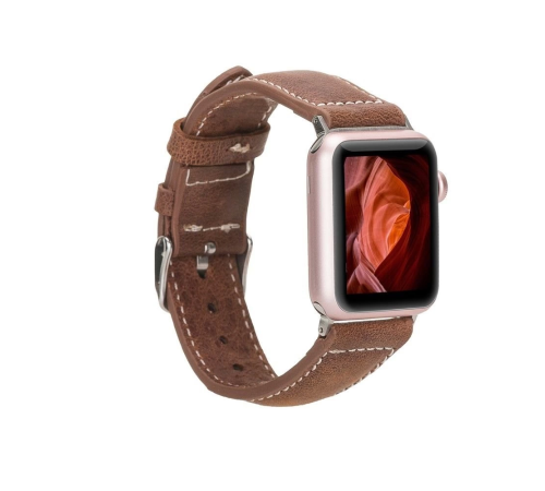 Apple Watch Uyumlu Deri Kordon 42-44-45mm NM1-AS2 Taba Apple Watch Uyumlu Deri Kordon 42-44-45mm NM1-AS2 Taba
