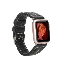 Apple Watch Uyumlu Deri Kordon 42-44-45mm NM3-AS1 Siyah