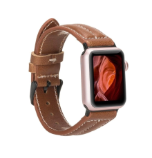 Apple Watch Uyumlu Deri Kordon 42-44-45mm NM3-AS2 Taba