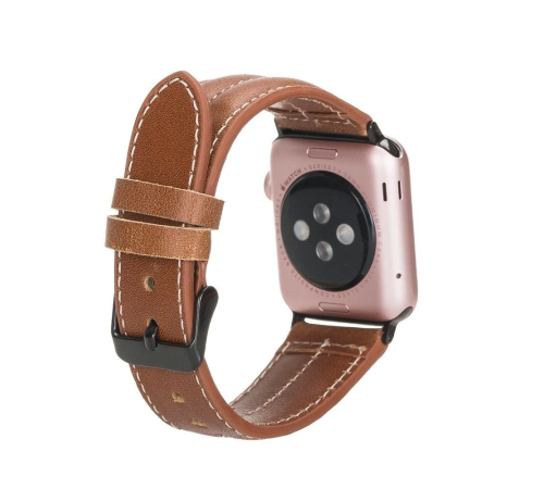 Apple Watch Uyumlu Deri Kordon 42-44-45mm NM3-AS2 Taba Apple Watch Uyumlu Deri Kordon 42-44-45mm NM3-AS2 Taba