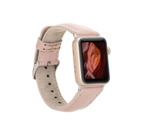 Apple Watch Uyumlu Deri Kordon 42-44-45mm NU2 Pembe Apple Watch Uyumlu Deri Kordon 42-44-45mm NU2 Pembe