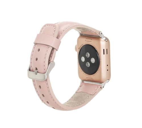 Apple Watch Uyumlu Deri Kordon 42-44-45mm NU2 Pembe Apple Watch Uyumlu Deri Kordon 42-44-45mm NU2 Pembe