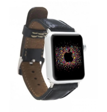 Apple Watch Uyumlu Deri Kordon 42-44-45mm RST1 Siyah