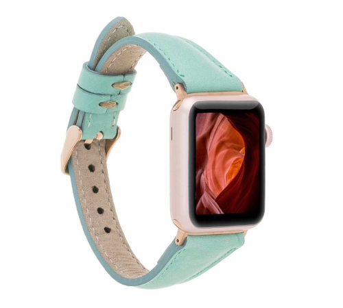 Apple Watch Uyumlu Deri Kordon 42-44-45mm Slim BRN7 Apple Watch Uyumlu Deri Kordon 42-44-45mm Slim BRN7