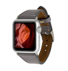 Apple Watch Uyumlu Deri Kordon 42-44-45mm Slim RST9 Gri