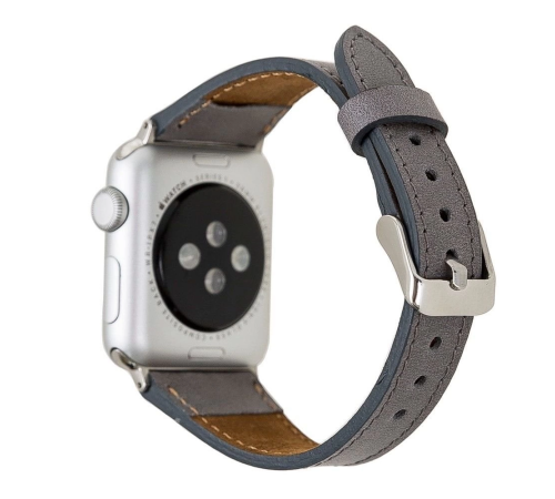 Apple Watch Uyumlu Deri Kordon 42-44-45mm Slim RST9 Gri Apple Watch Uyumlu Deri Kordon 42-44-45mm Slim RST9 Gri