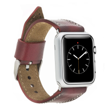 Apple Watch Uyumlu Deri Kordon 42-44-45mm SM25 Bordo